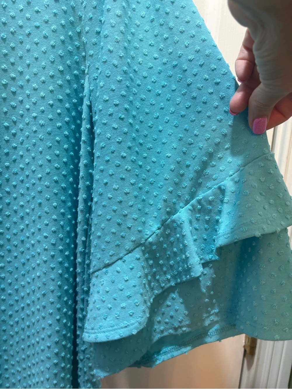 Ruby Rd. Large Women's Teal Textured Ruffle Sleeve Top - Picture 11 of 16